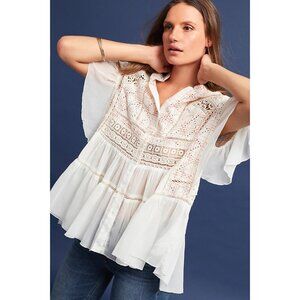 Anthropologie Akemi + Kin Lindy Popover Blouse in Ivory - sz Large